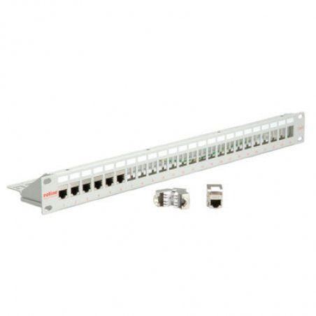 ROLINE Panneau de brassage 19" pour Keystone, 24 ports blindé, gris clair