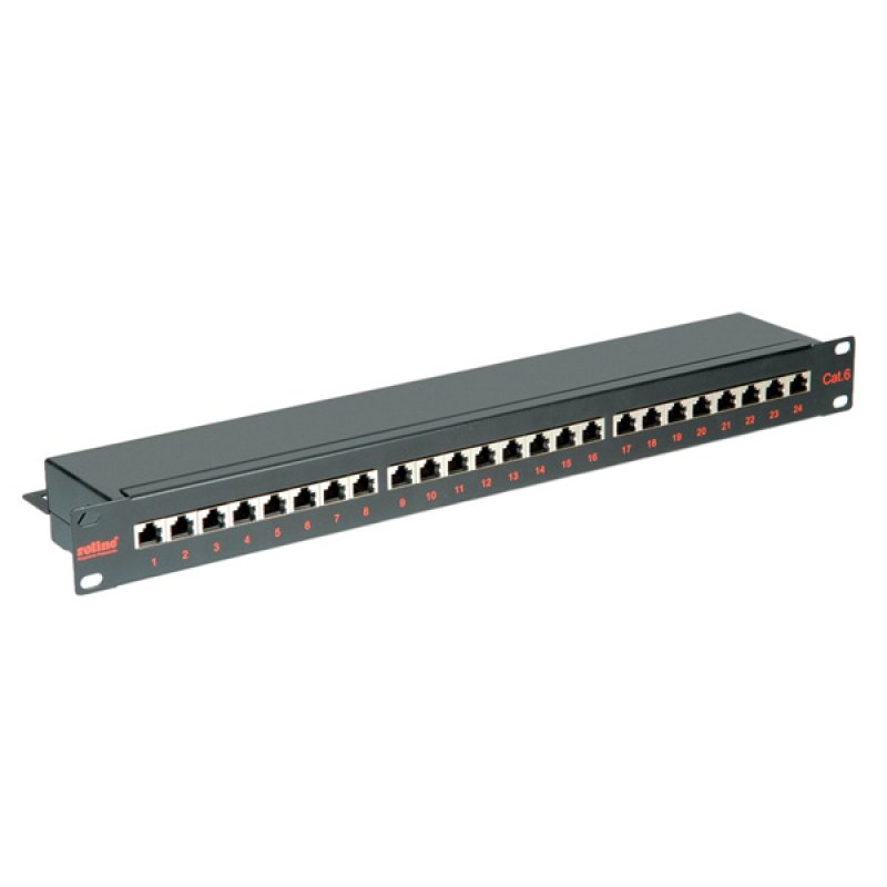 ROLINE Cat.6/Class E 19" Patch Panel, 24 Ports, STP black
