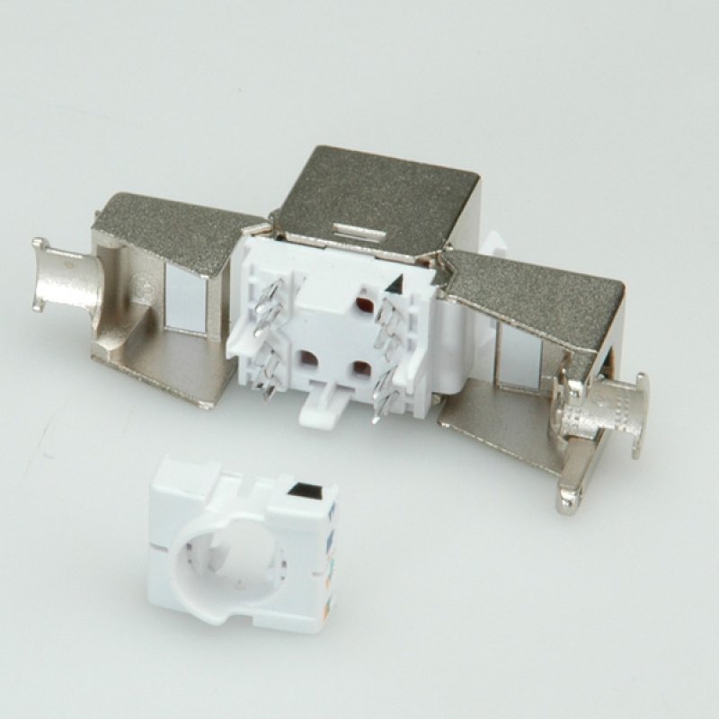 ROLINE Cat.6/Class E Keystone Jack, RJ-45, shielded, SLIM, toolless silver