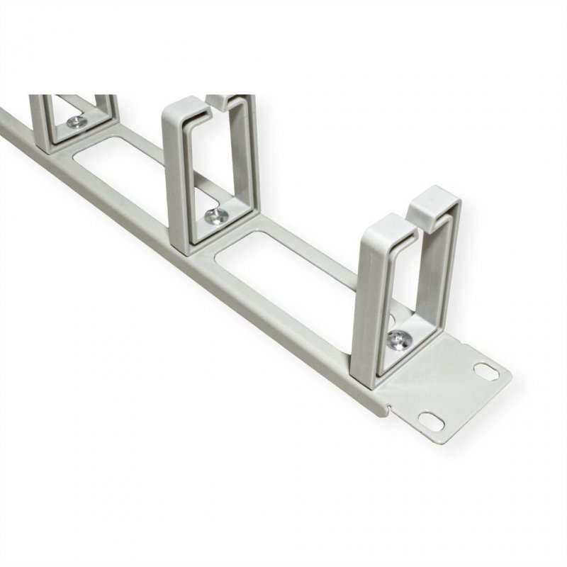 VALUE Passe-câbles 1U, 5 anneaux Anneaux en plastique, gris, avec vis M6