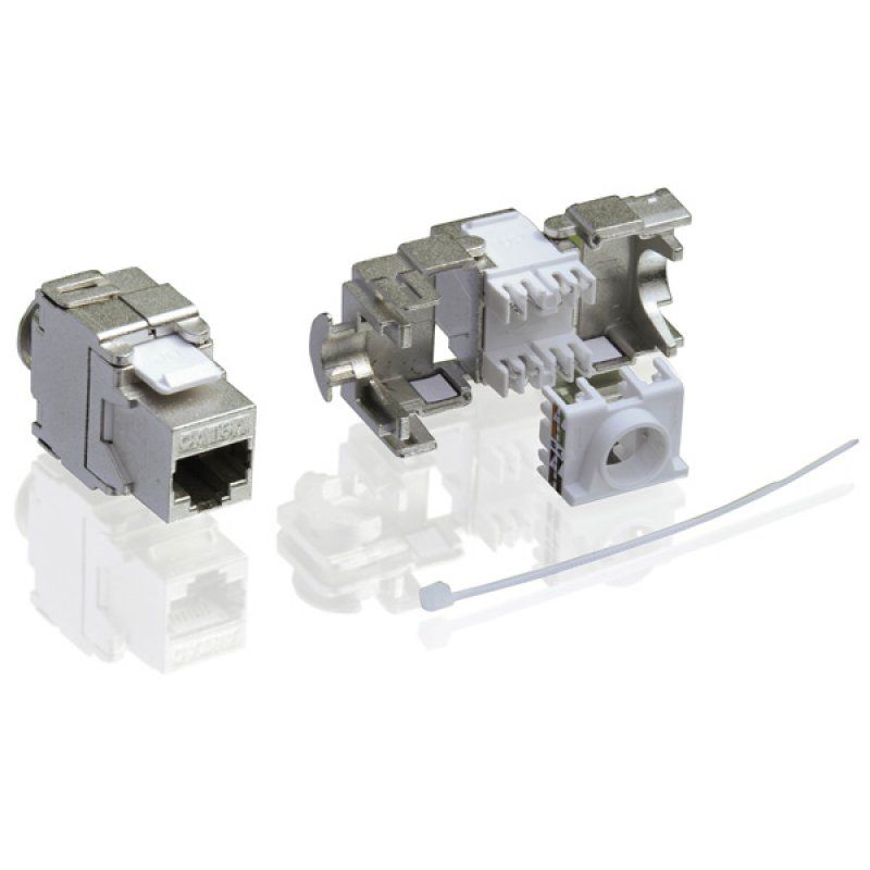 Value Cat.6a Keystone, RJ-45, shielded, toolless silver