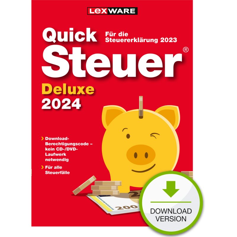Lexware Quicksteuer Deluxe 2024 - 1 Device, bis zu 5 Steuererklärungen - ESD-DownloadESD
