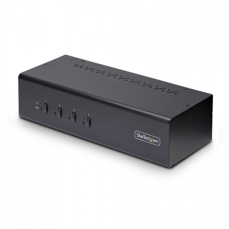 StarTech.com 4-Port Dual-Monitor DisplayPort KVM Switch, 4K 60Hz, 2x USB 5Gbps Hub Ports, 2x USB 2.0 HID Ports, Hotkey