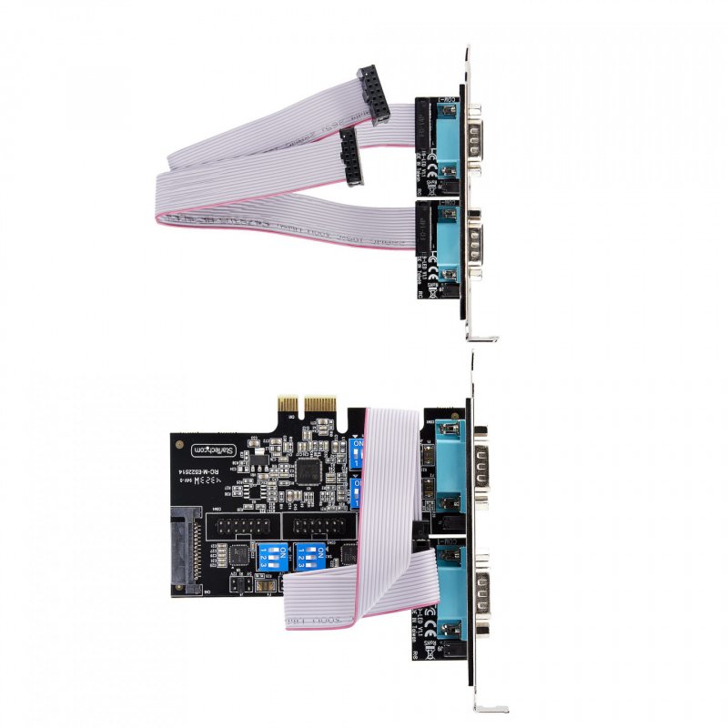 StarTech.com 4-Port Serial PCIe Card, Quad-Port PCI Express to RS232/RS422/RS485 (DB9) Serial Card, Low-Profile Bracket
