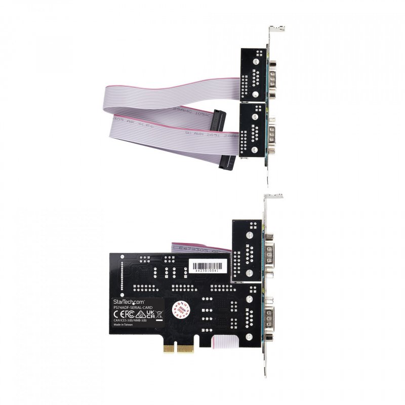 StarTech.com 4-Port Serial PCIe Card, Quad-Port PCI Express to RS232/RS422/RS485 (DB9) Serial Card, Low-Profile Bracket