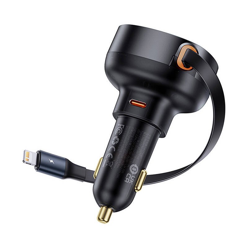 Car Charger Baseus Enjoyment Pro with lightning cable USB-C , 55W (black)