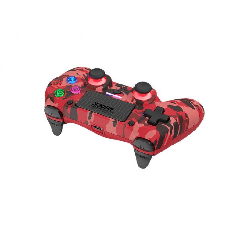 DragonShock - Manette sans fil Bluetooth MIZAR Rouge Camouflage pour PS4, PC et Mobile