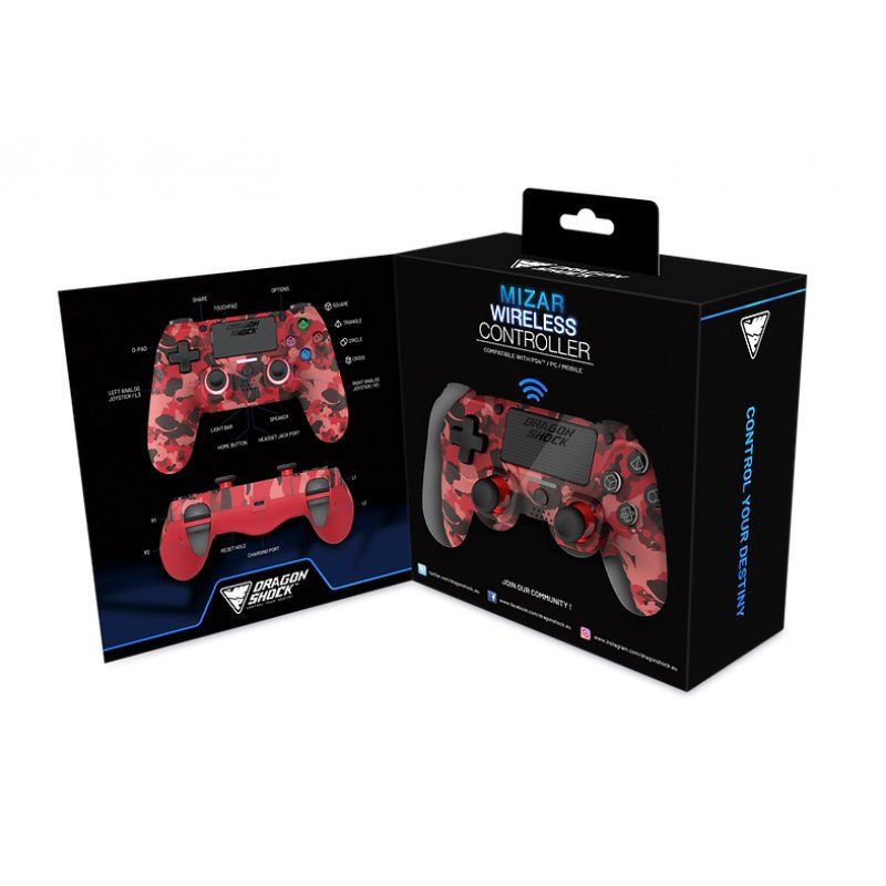 Dragonshock Mizar Camouflage, Red Bluetooth Gamepad Analogue / Digital PlayStation 4