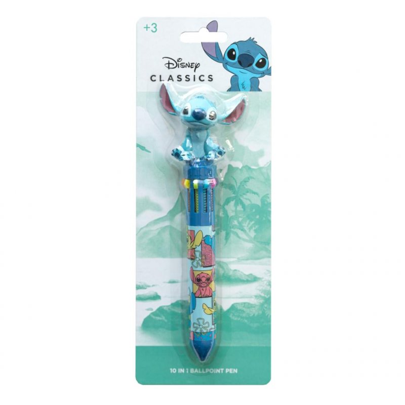 STITCH - Stylo-Bille 10 couleurs 3D