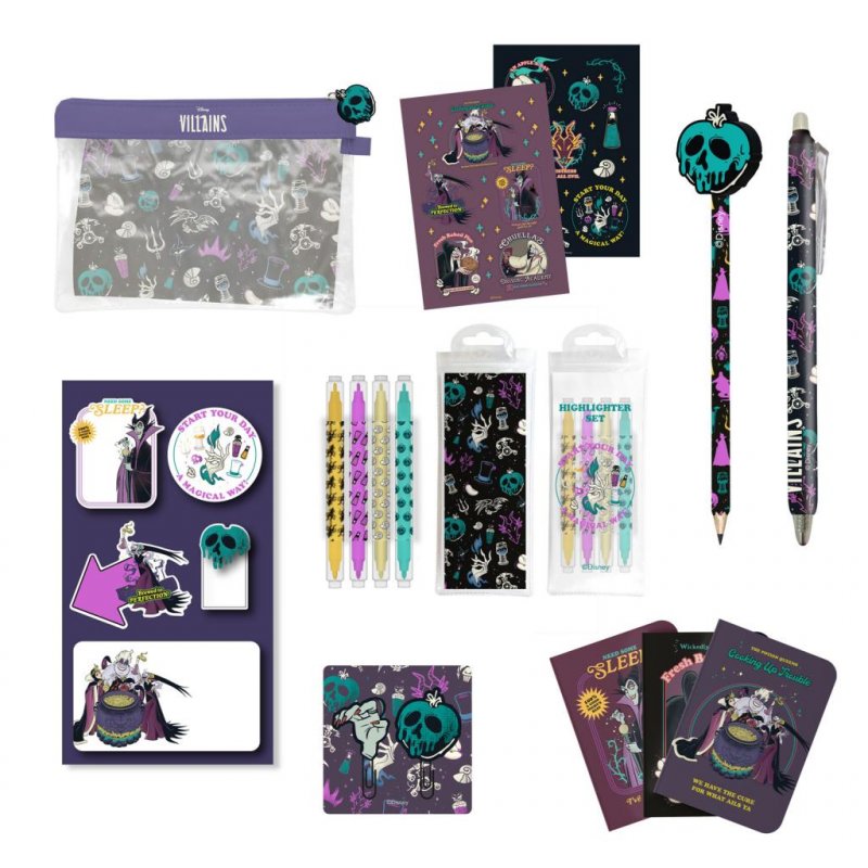 DISNEY - Vilains - Set de Papeterie avec 3 Notebooks A6 - 10pc.