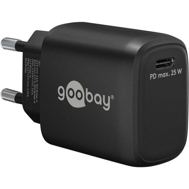 Goobay USB-C™ PD Schnellladegerät (25 W) schwarz