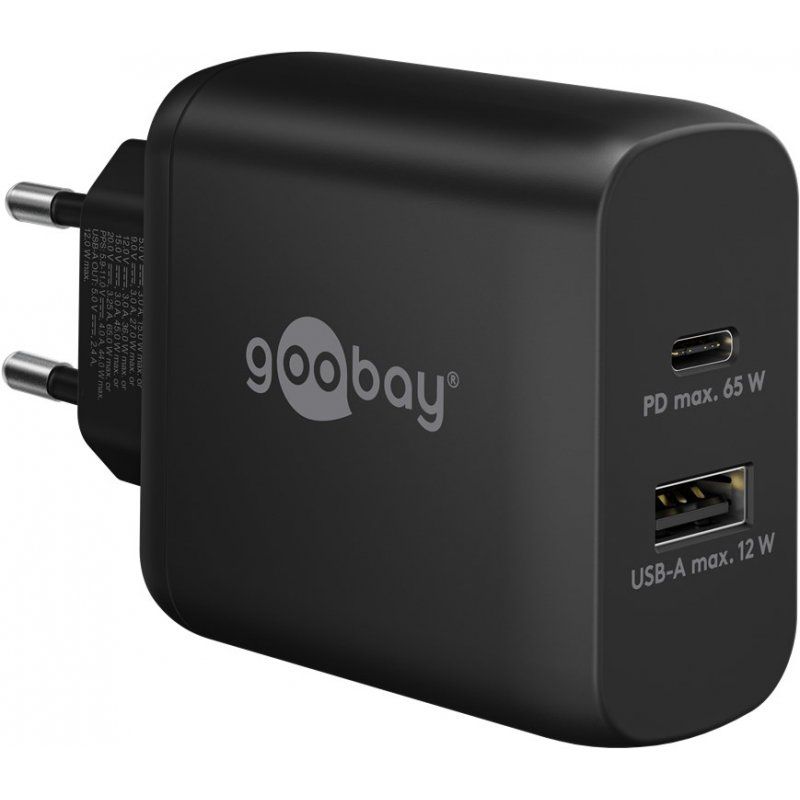 Goobay 65409 chargeur d'appareils mobiles Téléphone portable, Ordinateur portable Noir Secteur Intérieure