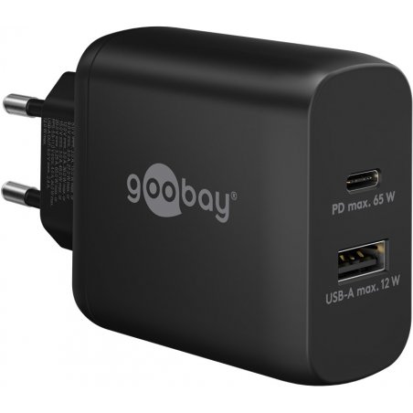 Goobay USB-C™ PD Dual-Schnellladegerät (65 W) schwarz