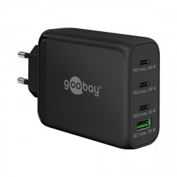 USB-C PD Multiport-Schnellladegerät 100 Watt (schwarz, 1x USB-A QC, 3x USB-C PD, GaN-Technologie)