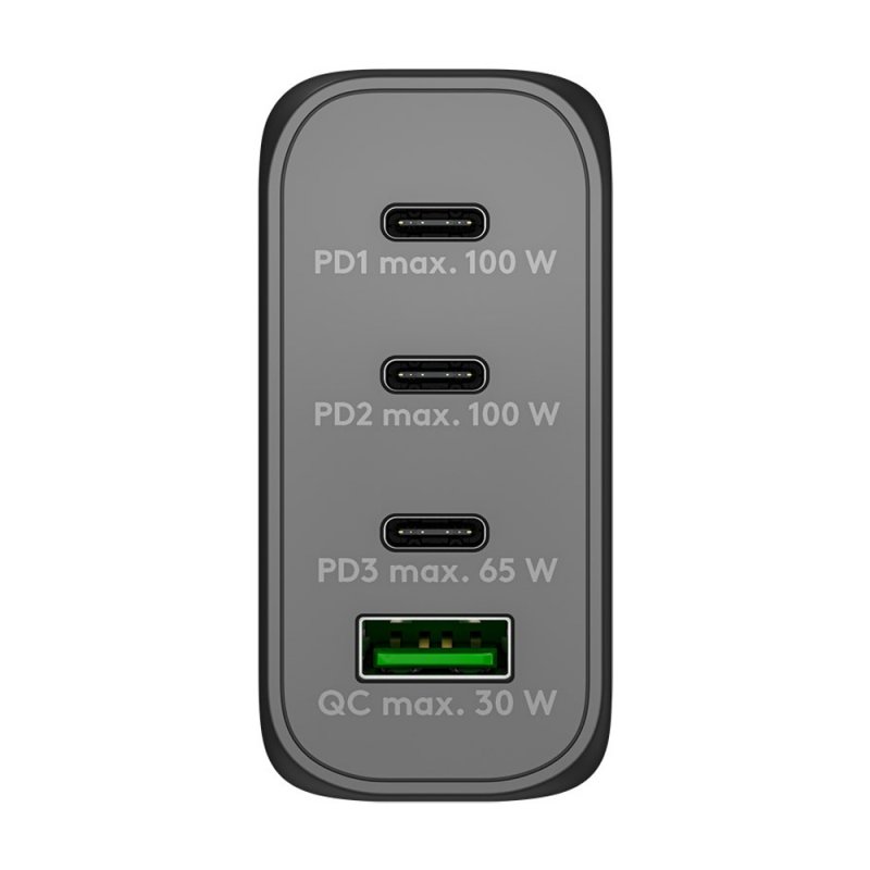 USB-C PD Multiport-Schnellladegerät 100 Watt (schwarz, 1x USB-A QC, 3x USB-C PD, GaN-Technologie)