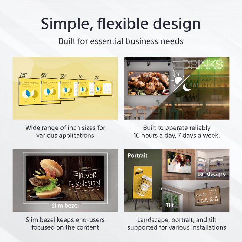 Sony FW-55EZ20L affichage de messages Panneau plat de signalisation numérique 139,7 cm (55") LED Wifi 350 cd/m² 4K