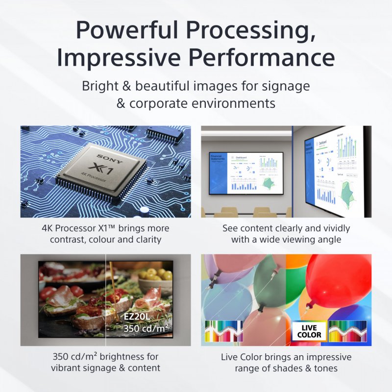 Sony FW-50EZ20L affichage de messages Panneau plat de signalisation numérique 127 cm (50") LED Wifi 350 cd/m² 4K