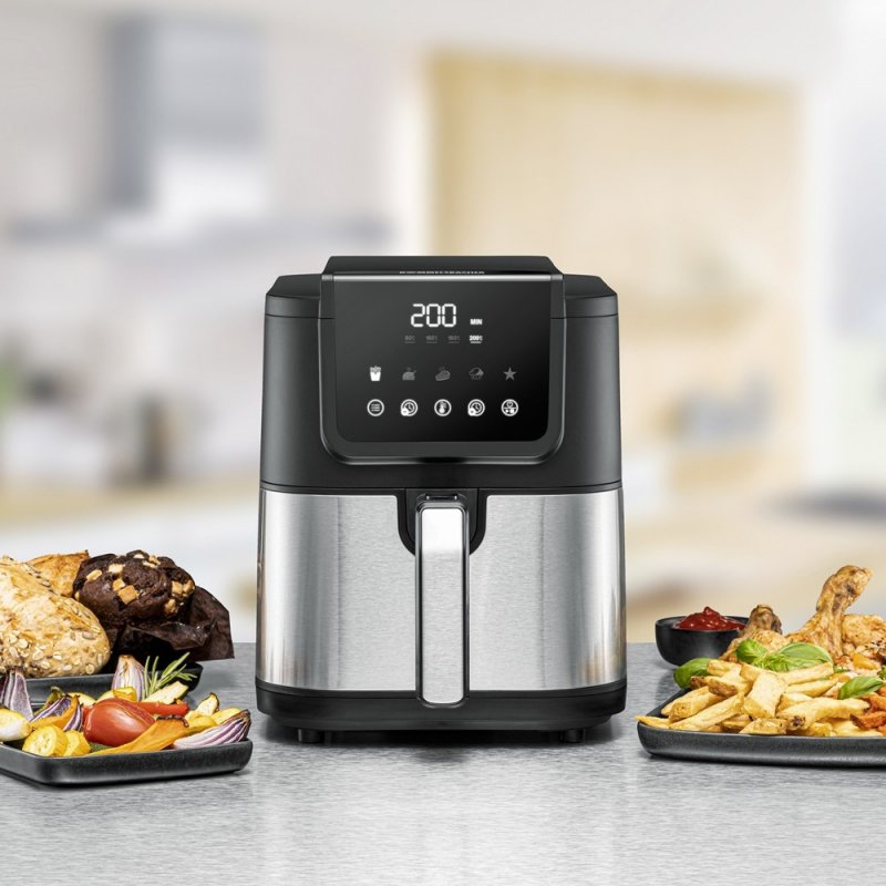 Rommelsbacher FRH 1500 fryer Single 5 L Stand-alone 1500 W Hot air fryer Black, Stainless steel