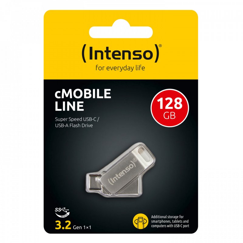 Intenso cMobile Line USB flash drive 128 GB USB Type-A / USB Type-C 3.2 Gen 1 (3.1 Gen 1) Silver
