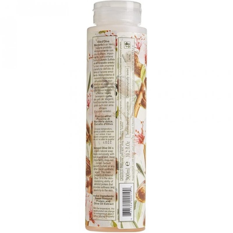 ALMOND &amp OLIVE OIL - shower bottle with cap NATURAL LIQUID SOAP 300 ML