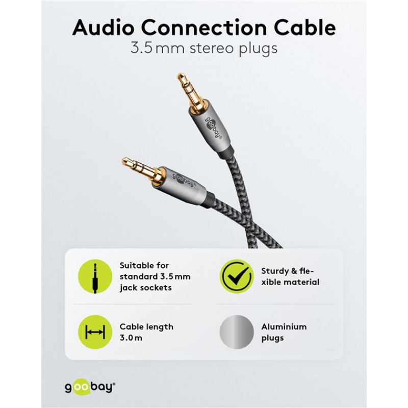 Goobay 65275 câble audio 0,5 m 3,5mm Noir, Gris