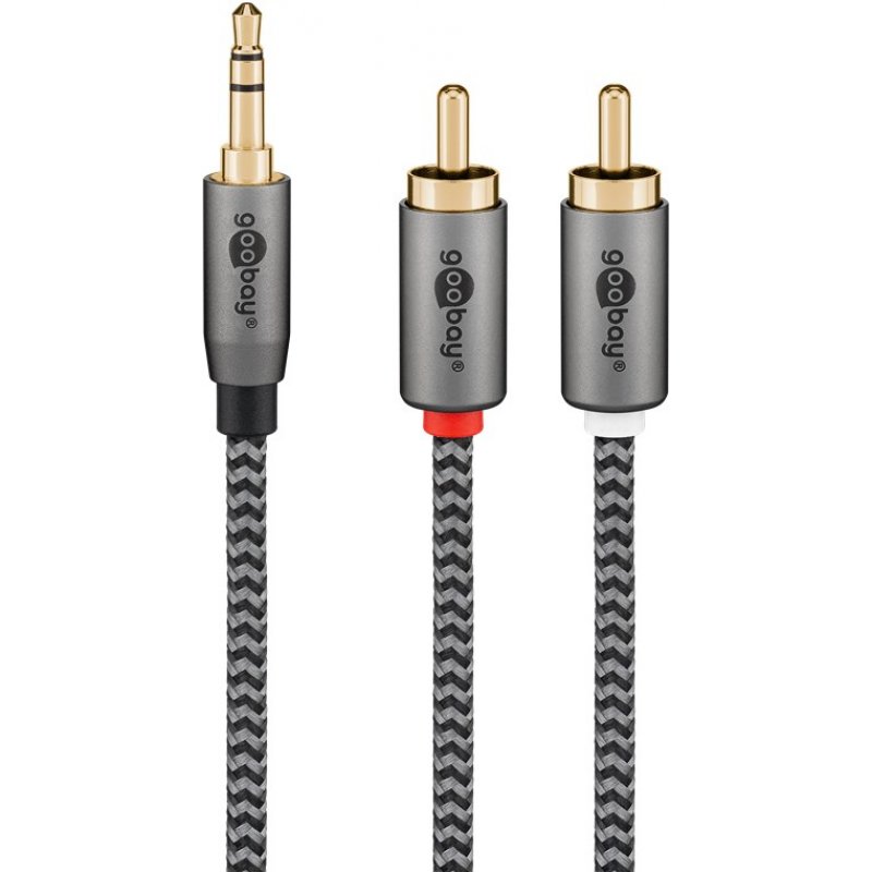 Goobay 65284 câble audio 0,5 m 3,5mm 2 x RCA Gris