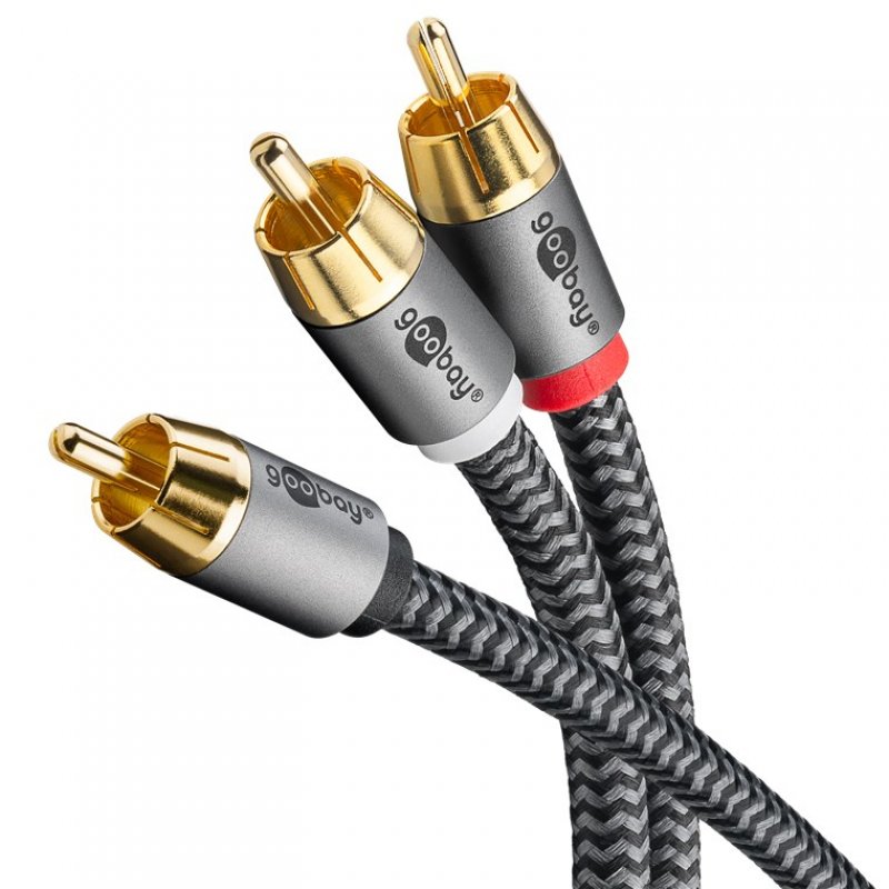 Goobay 65303 audio cable 10 m 2 x RCA RCA Black, Silver