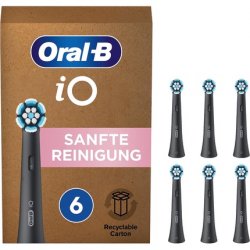 Oral-B iO Sanfte Reinigung Aufsteckbürste 6er (schwarz, Frustfreie Verpackung)