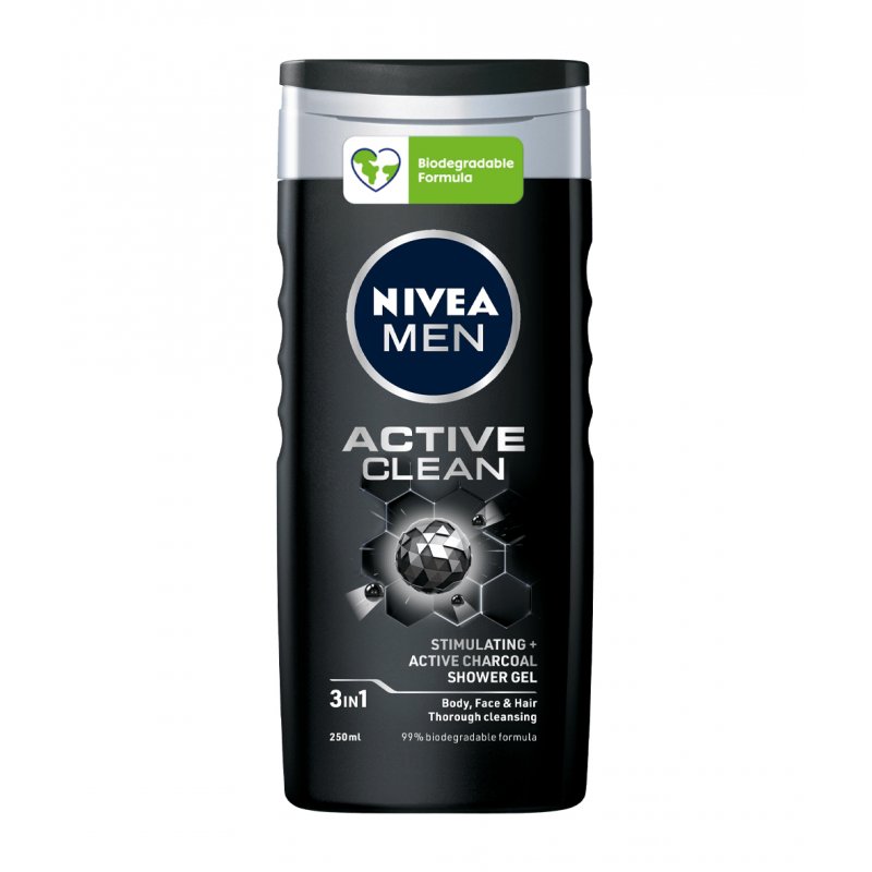 NIVEA Men Active Clean Doccia Shampoo 250 ml 2-in-1 Hair & Body Non-professional