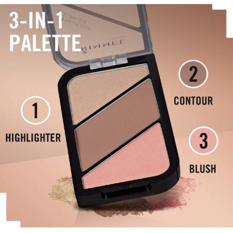 Rimmel London Sculpting Highlighter Palette 3-tone Coral Glow 18.5g