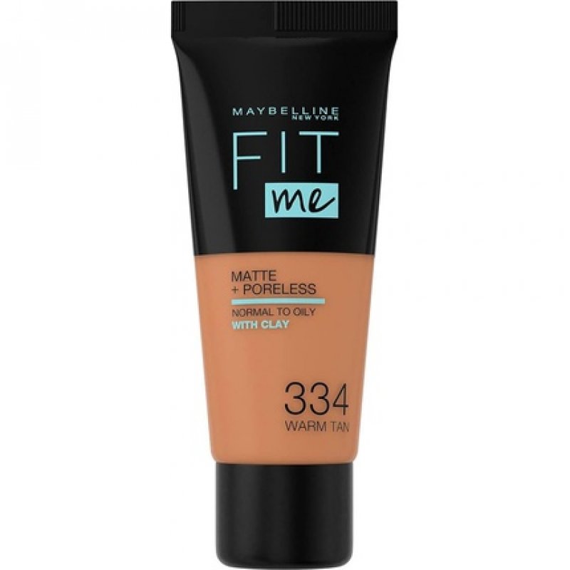 Maybelline Fit Me Foundation Matte and Poreless Full Coverage Blendable for Normal to Oily Skin 30ml 334 Warm Tan
