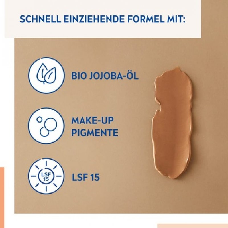 NIVEA 5 IN 1 Day Care BB 24h Moisture SPF 15 Tinted Cream for Medium to Dark Skin Types with Organic Jojoba Oil and