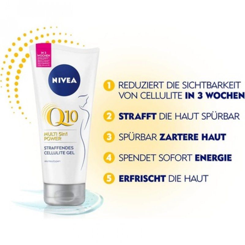 NIVEA Body Gel Q10 Anti-Cellulite 200ml Firming Skin Care Gel with Q10 and Lotus Extract