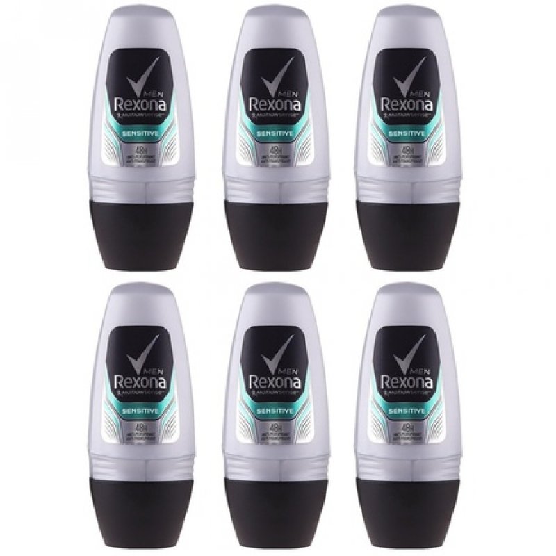 Rexona Sensitive Anti-perspirant Deodorant Roll On for Men 50ml - Pack of 6