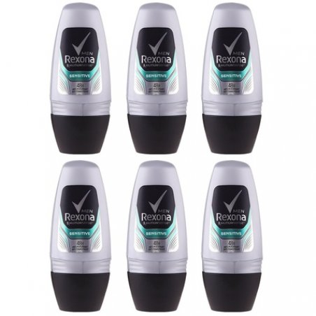 Rexona Sensitive Anti-perspirant Deodorant Roll On for Men 50ml - Pack of 6
