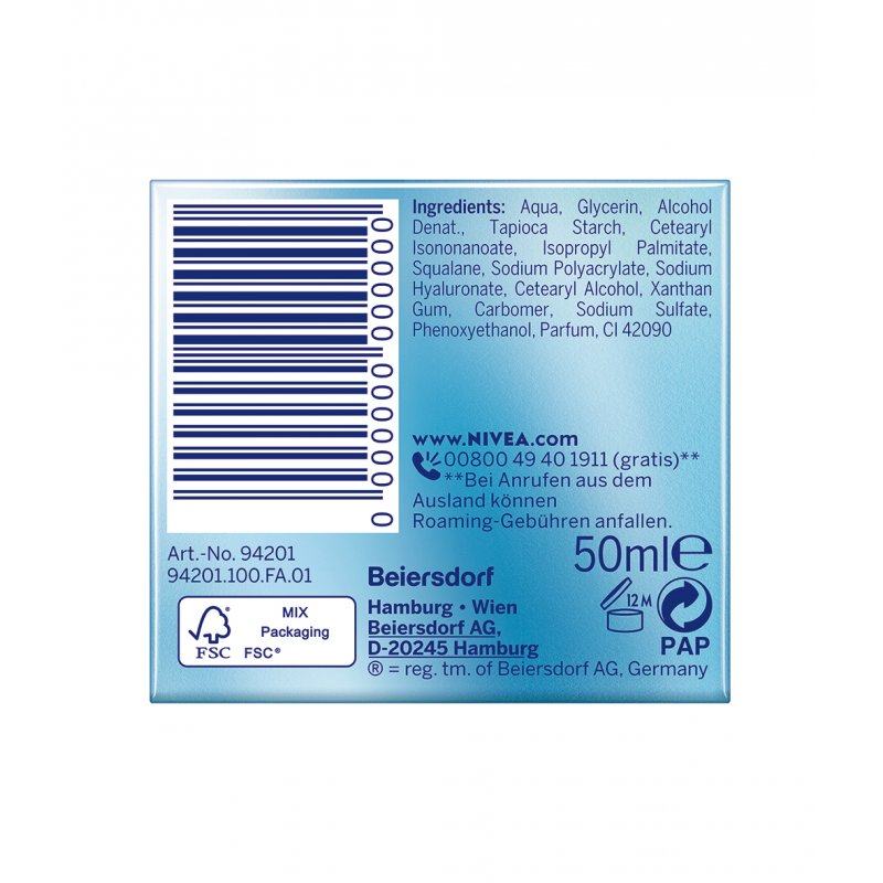 NIVEA Hydra Skin Effect Wake-Up Gel 50ml Day Cream for Padded and Smooth Skin with Pure Hyaluronic 72 Hours Moisture