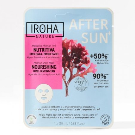 Iroha Nature Aftersun Face Mask with Algae, Probiotics, and Hyaluronic Acid - Nourishes and Prolongs Tan - Hydrated,
