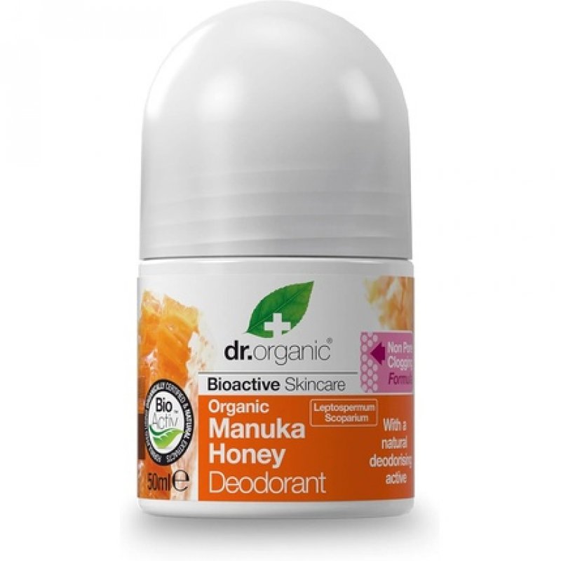 Dr Organic Manuka Deodorant Natural Vegetarian Cruelty Free Paraben & SLS Free Aluminium Free 50ml Manuka Honey