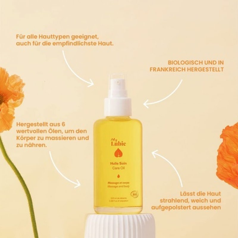 MY LUBIE Organic and Sensual Massage Oil for Couples 100ml Nourishing and Relaxing Body Oil - Made in France - Lightly