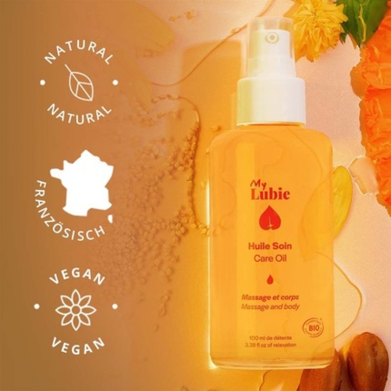 MY LUBIE Organic and Sensual Massage Oil for Couples 100ml Nourishing and Relaxing Body Oil - Made in France - Lightly