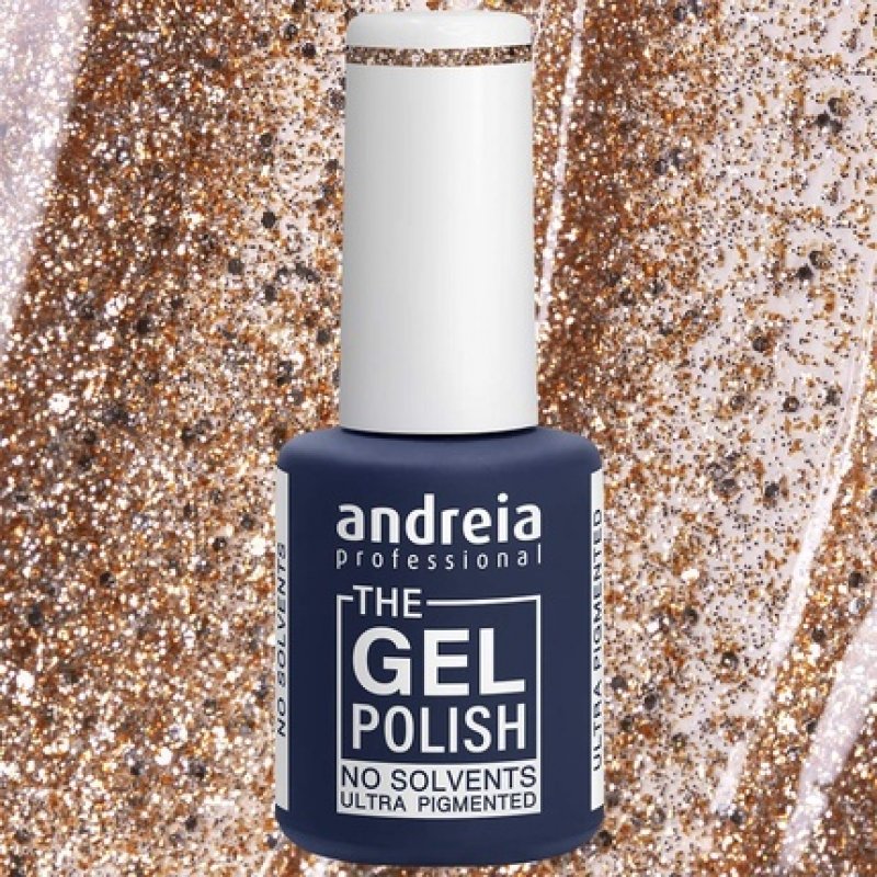 Andreia Professional The Gel Polish Solvent and Odor Free Gel Colour G37 Gold Glitter Shades of Pink