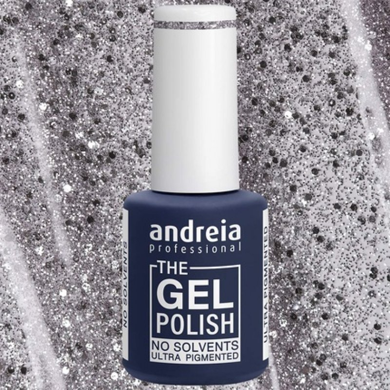 Andreia Professional The Gel Polish Solvent and Odor Free Gel Colour G38 Silver Glitter Shades of Grey