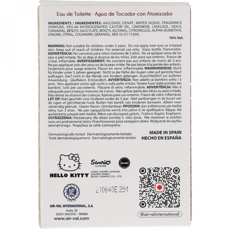 Hello Kitty Perfume for Kids Eau de Toilette in Beautiful Glass Bottle and Kitty Design 30ml