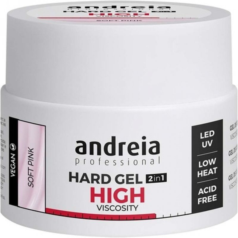 Andreia Professional Hard Nail Gel Biphasic 2 in 1 LED and UV Gel Nail Builder High Viscosity Soft Pink 44g