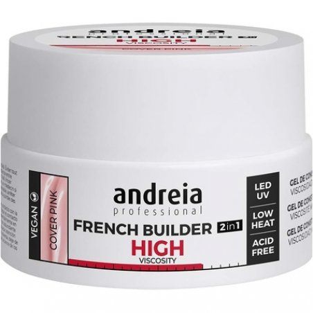 Andreia Professional French Builder Gel for Nails High Viscosity Biphasic 2 in 1 with LED and UV Vegan Base Coat Self