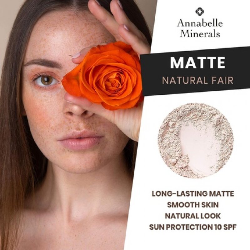 Annabelle Minerals Matte Mineral Foundation with SPF 10 Sun Protection Natural Fair 10g