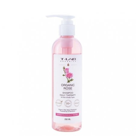 99% T-LAB ORGANICS Hair Therapy Daily Bio Rose Shampoo Natural Ingredients