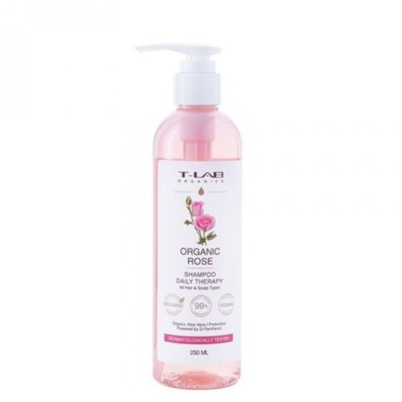 99% T-LAB ORGANICS Hair Therapy Daily Bio Rose Shampoo Natural Ingredients