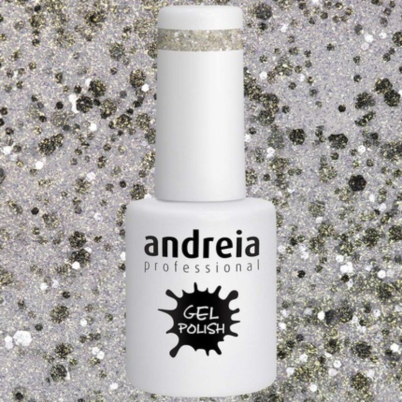 Andreia Semi-Permanent Nail Gel Polish Colour 254 Silver Glitter 10.5ml
