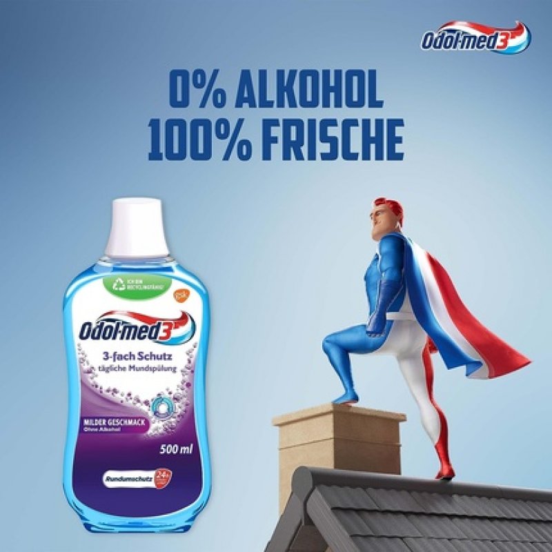 Odol-med3 Mouthwash Triple Protection Alcohol Free Mouthwash 500ml